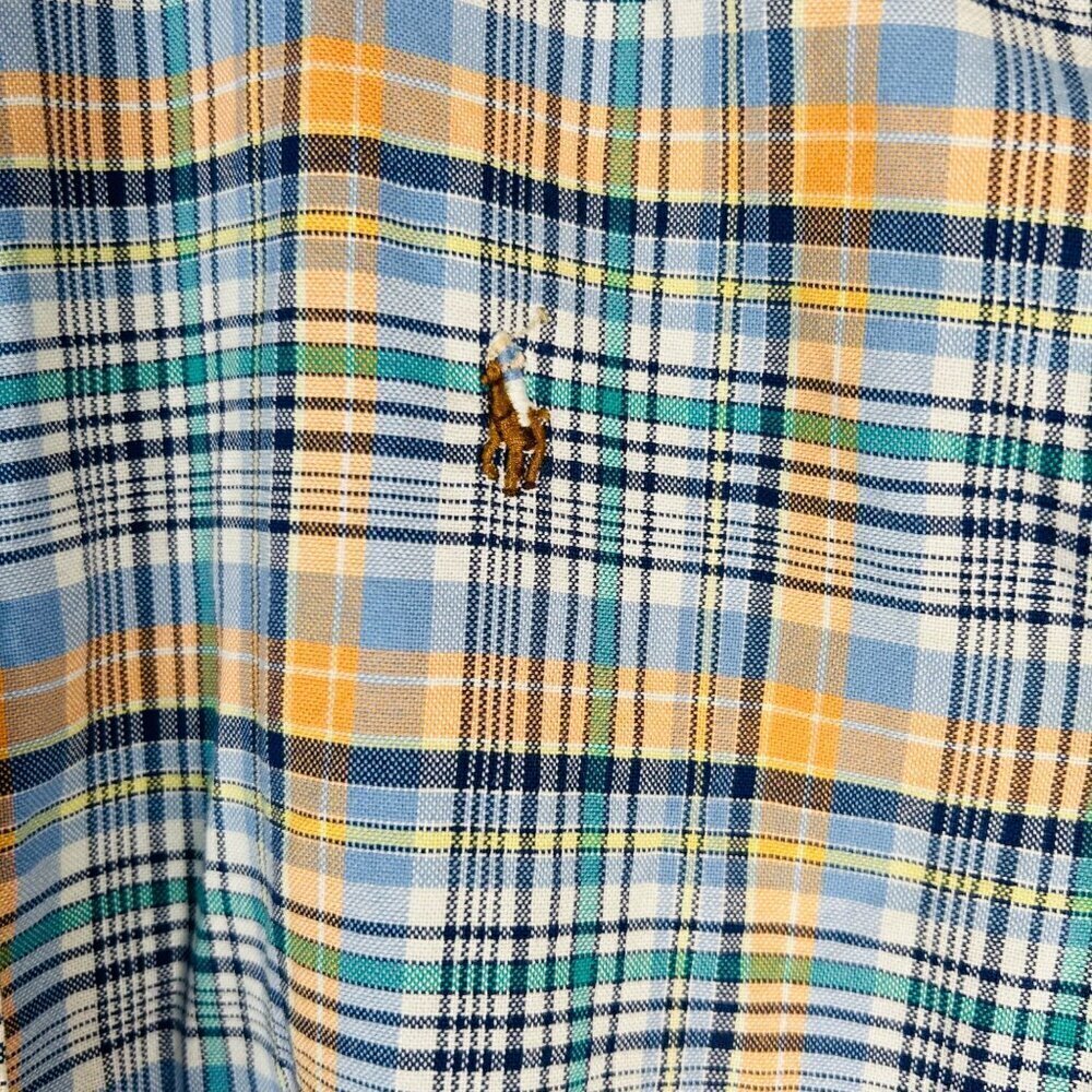 Ralph Lauren Size 20 Women Plaid Long Sleeve Shirt Cotton Blue Yellow - Picture 3 of 5